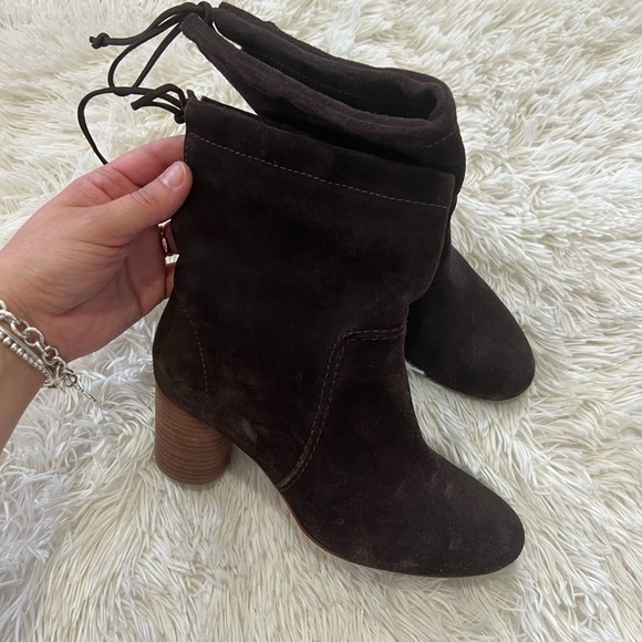 Madewell Neva Brown Suede Fold-Over Booties - Size 6.5 - Picture 2 of 12